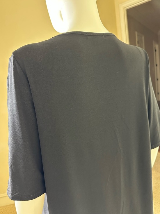 89th & Madison Black Short Sleeve Top with Ladder Cutouts and Button Accents - Picture 5 of 6